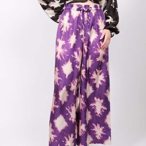 Ulla Johnson Purple and Cream Wide Leg Pants